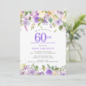 Invitation SURPRISE PARTY 60th Birthday Pretty Purple Floral (Debout devant)