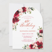 Invitation SURPRISE PARTY 65e anniversaire Arc floral rose ro (Devant)
