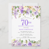 Invitation SURPRISE PARTY 70th Birthday Pretty Purple Floral (Devant)