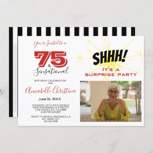 Invitation SURPRISE PARTY 75 & SENSATIONAL 75th Birthday