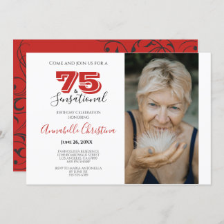 Invitation SURPRISE PARTY 75e anniversaire 75 & SENSATIONNEL