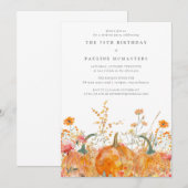 Invitation SURPRISE PARTY 75th Birthday Pumpkin Wildflower (Devant / Derrière)