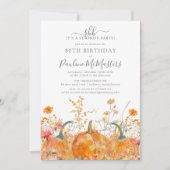 Invitation SURPRISE PARTY 80e anniversaire Citrouille Fleur s (Devant)