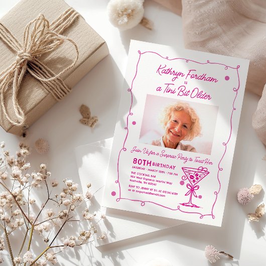 Invitation SURPRISE PARTY 80e anniversaire Martini photo