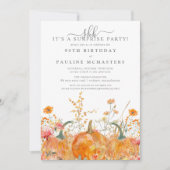 Invitation SURPRISE PARTY 90e anniversaire Citrouille Fleur s (Devant)