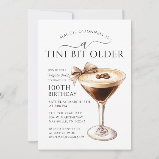 Invitation SURPRISE PARTY A Tini Bit Ancien Martini 100e (Devant)