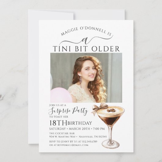 Invitation SURPRISE PARTY A Tini Bit Ancien Martini 18e (Devant)