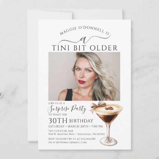 Invitation SURPRISE PARTY A Tini Bit Ancien Martini 30e (Devant)
