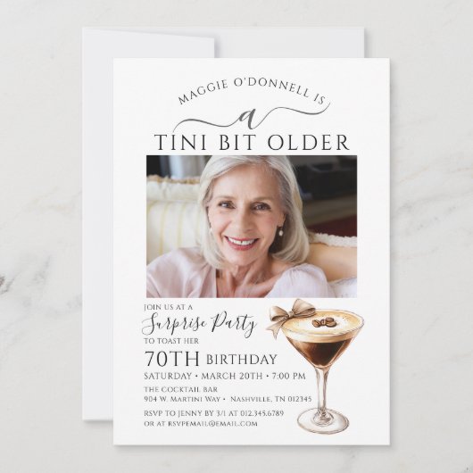 Invitation SURPRISE PARTY A Tini Bit Ancien Martini 70e (Devant)