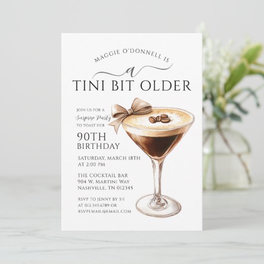 Invitation SURPRISE PARTY A Tini Bit Ancien Martini 90e (Debout devant)