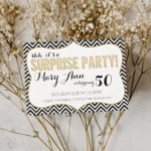 Invitation Surprise Party Black et Gold Chevron