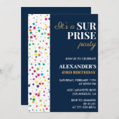 Invitation Surprise party Confetti Marine bleu 43e anniversai (Devant / Derrière)