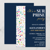 Invitation Surprise party Confetti Marine bleu 61e anniversai (Devant / Derrière)