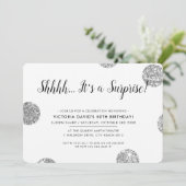 Invitation SURPRISE PARTY élégants pois de parties scintillan (Debout devant)