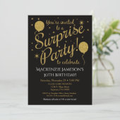 Invitation Surprise Party Gold Balloon Anniversair (Debout devant)
