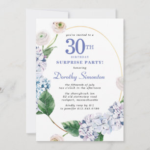 Invitation Surprise Party Hydrangea Rose 30e anniversaire