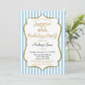 Invitation Surprise Party Light Blue Gold Elegant (Debout devant)