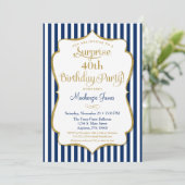 Invitation Surprise Party Navy Blue Gold Elegant (Debout devant)