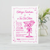 Invitation SURPRISE PARTY Pink Doodle Martini 100e anniversai (Debout devant)