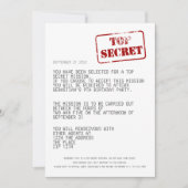 Invitation Surprise Party Top Secret Agent spécial espion (Devant)