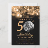 Invitation SURPRISE Photo 50e anniversaire Gold Midnight Glam (Devant)