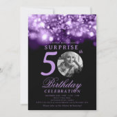 Invitation SURPRISE Photo 50e anniversaire violet minuit (Devant)