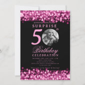 Invitation SURPRISE Photo 50th Birthday Hot Pink Lights (Devant)