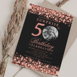 Invitation SURPRISE Photo 50th Birthday Rose Gold Lights<br><div class="desc">Un design élégant "50th Birthday" soirée avec photo personnalisée,  typographie moderne et un arrière - plan à cordes.</div>