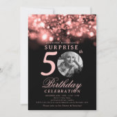 Invitation SURPRISE Photo 50th Birthday Rose Gold Midnight (Devant)