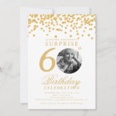 Invitation SURPRISE Photo 60e anniversaire Gold Confetti (Devant)