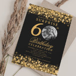 Invitation SURPRISE Photo 60th Birthday Party Gold Lights<br><div class="desc">Un design élégant "60e anniversaire" d'invitation de fête avec photo personnalisée,  typographie moderne et un arrière - plan à cordes.</div>