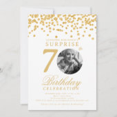Invitation SURPRISE Photo 70e anniversaire Gold Confetti (Devant)