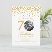 Invitation SURPRISE Photo 70e anniversaire Gold Confetti (Debout devant)