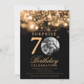 Invitation SURPRISE Photo 70th Birthday Gold Midnight Glam (Devant)