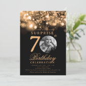 Invitation SURPRISE Photo 70th Birthday Gold Midnight Glam (Debout devant)