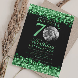 Invitation SURPRISE Photo 70th Birthday Party Green Lights