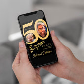 Invitation Surprise photo en or noir 50e anniversaire