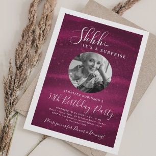 Invitation SURPRISE Photo Fête d'anniversaire 50 ans Rose vif