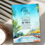 Invitation Surprise Pool Party Watercolor Adulte Anniversaire<br><div class="desc">Invitation surprise à la fête de piscine avec l'aquarelle invitant illustration de la piscine tropicale et la terrasse ensoleillée. Parfait pour les fêtes d'anniversaire pour adultes, cocktails au bord de la piscine, beach party, luau tropical etc. Facile de modifier le modèle pour vous permettre de vous adapter à n'importe quel...</div>