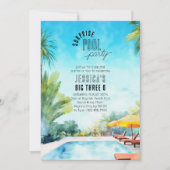 Invitation Surprise Pool Party Watercolor Adulte Anniversaire (Devant)
