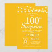 Invitation surprise pour 100e anniversaire jaune (Devant / Derrière)