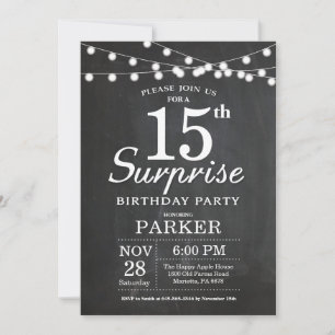 Invitation surprise pour 15 ans sur tableau noir