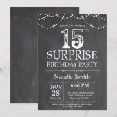 Invitation surprise pour 15 ans sur tableau noir (Devant / Derrière)