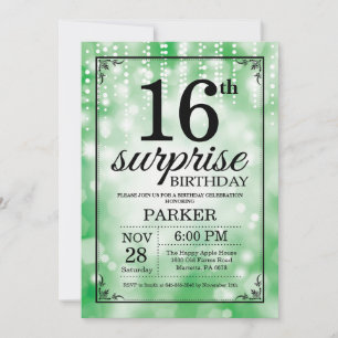 Invitation surprise pour 16 ans avec paillettes ve