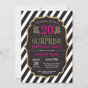 Invitation surprise pour 20 ans Anniversaire Rose 