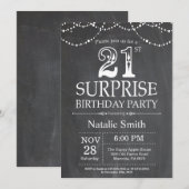 Invitation surprise pour 21e anniversaire Tableau (Devant / Derrière)