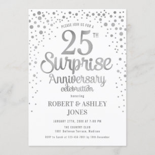 Invitation Surprise pour 25e anniversaire de mariage - Argent