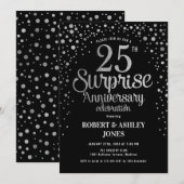 Invitation Surprise pour 25e anniversaire de mariage - Noir e (Devant / Derrière)