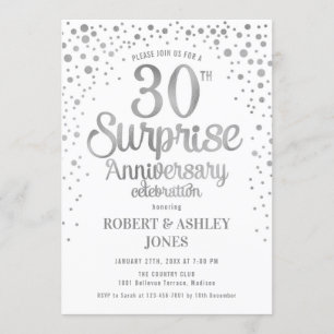 Invitation Surprise pour 30e anniversaire de mariage - Argent
