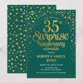 Invitation Surprise pour 35e anniversaire de mariage - Vert & (Devant / Derrière)